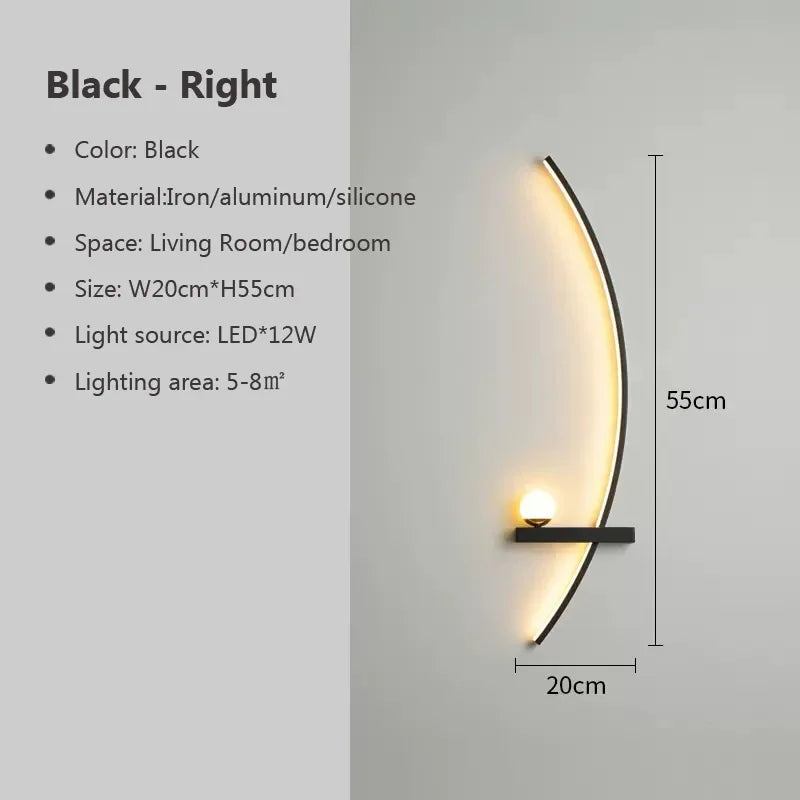 Modern LED Wall Lamp β Minimalist Art Design for Bedroom, Living Room, and Bathroom, Gold/Black