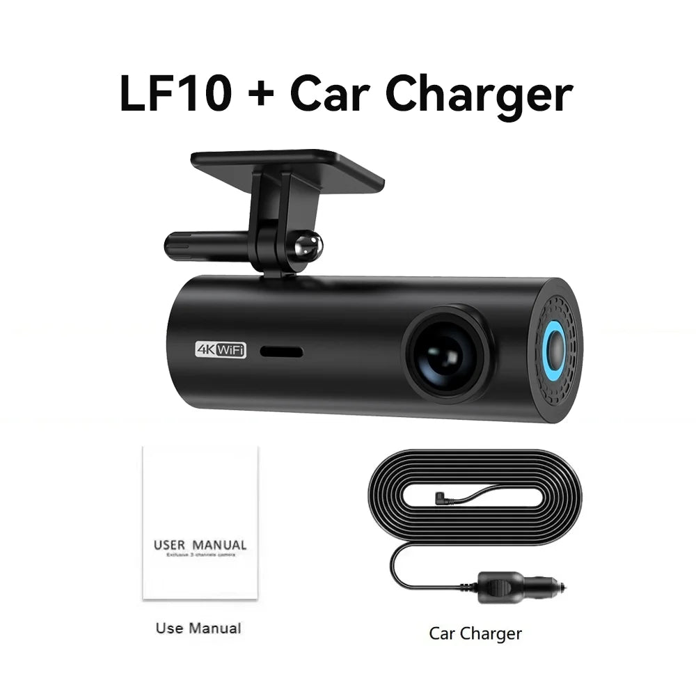 LF10 4K Ultra HD Front Dash Cam - Loop Recording & Auto Overwrite with Time-Stamp Playback