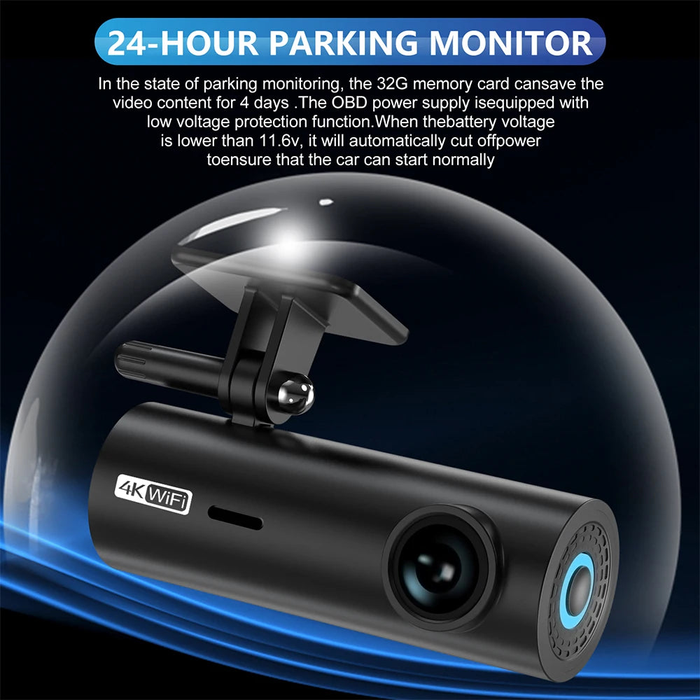 LF10 4K Ultra HD Front Dash Cam - Loop Recording & Auto Overwrite with Time-Stamp Playback